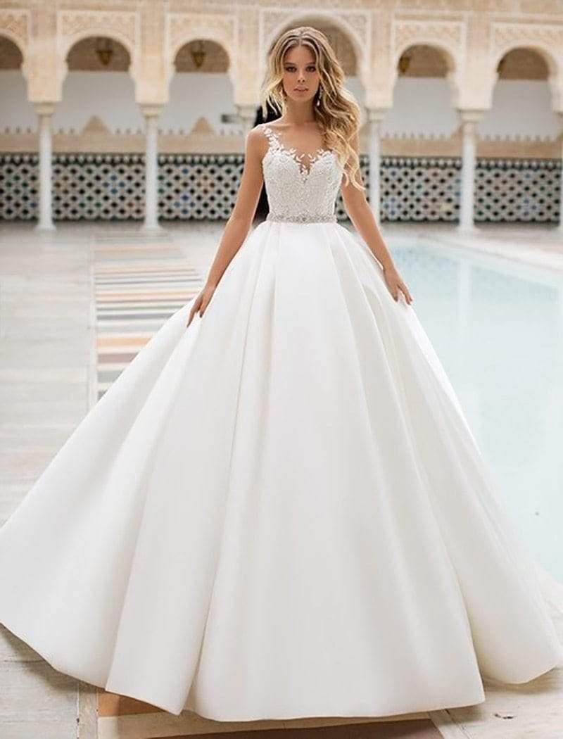 NumberSea Hochzeitskleid mit Spitzenapplikationen aus Satin