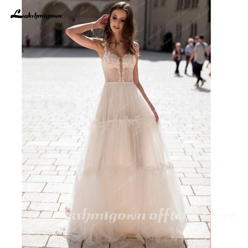 Vestido de novia NumberSea con hombros descubiertos, playa, sencillo, largo hasta el suelo
