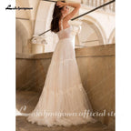Vestido de novia NumberSea con hombros descubiertos, playa, sencillo, largo hasta el suelo