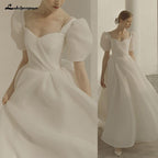 Vestido de novia NumberSea de manga corta abullonada, estilo princesa playero