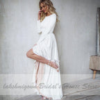 Vestido de novia NumberSea de satén con espalda en V, sexy, corte A y alto bajo