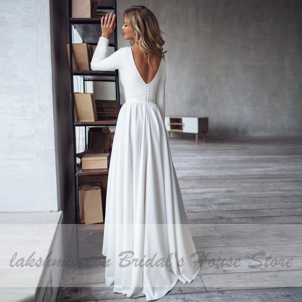 NumberSea-NumberSea Wedding Dress Satin V-Back Sexy High Low Bridal A-line