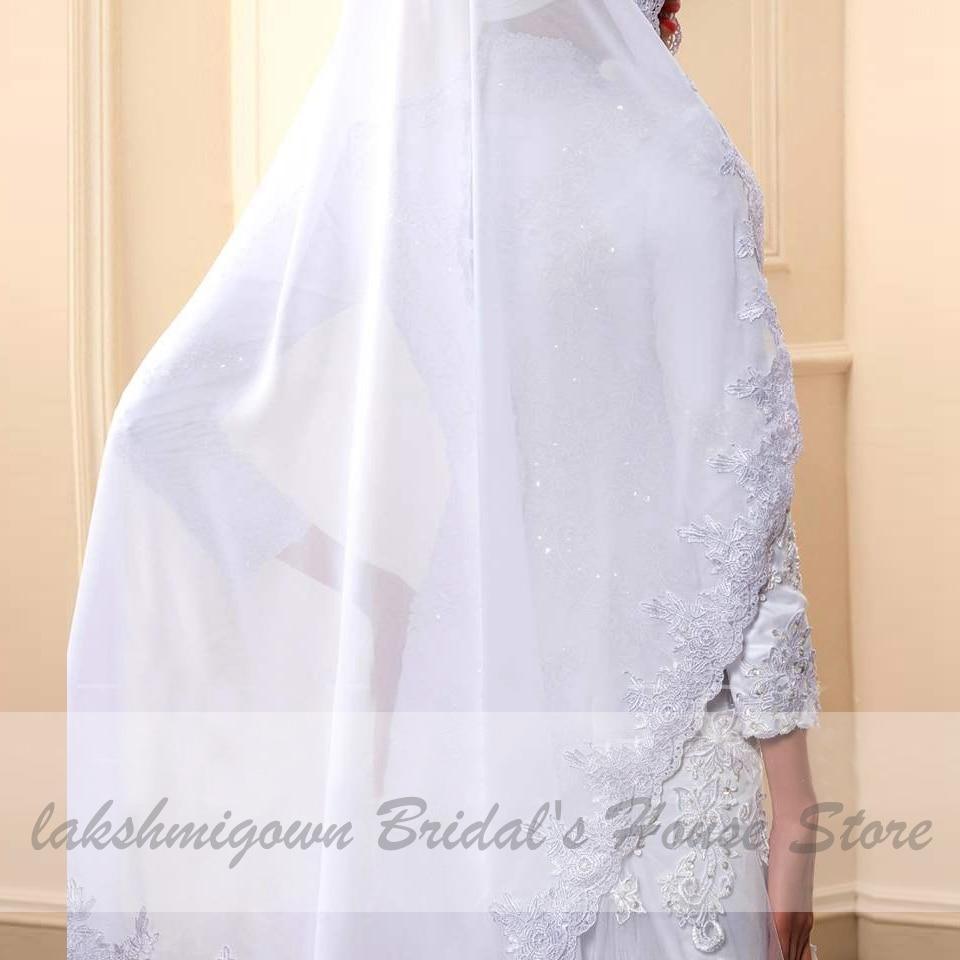NumberSea Wedding Dress With Hijab Lace Beaded Mermaid Wedding Gown