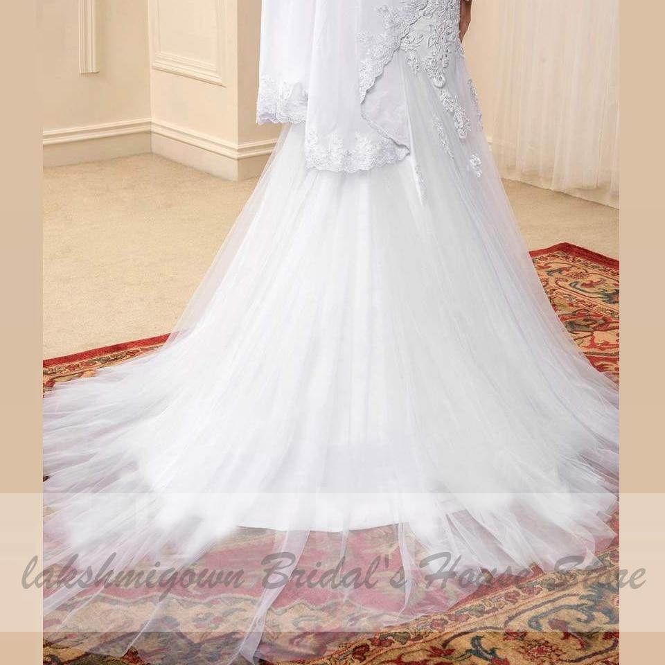 NumberSea Wedding Dress With Hijab Lace Beaded Mermaid Wedding Gown