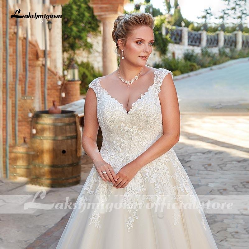 Vestido de novia NumberSea con escote en V sexy de manga corta y encaje