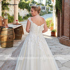 Vestido de novia NumberSea con escote en V sexy de manga corta y encaje