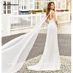 Vestidos de novia sencillos NumberSea, corte A, escote en V sexy, apliques