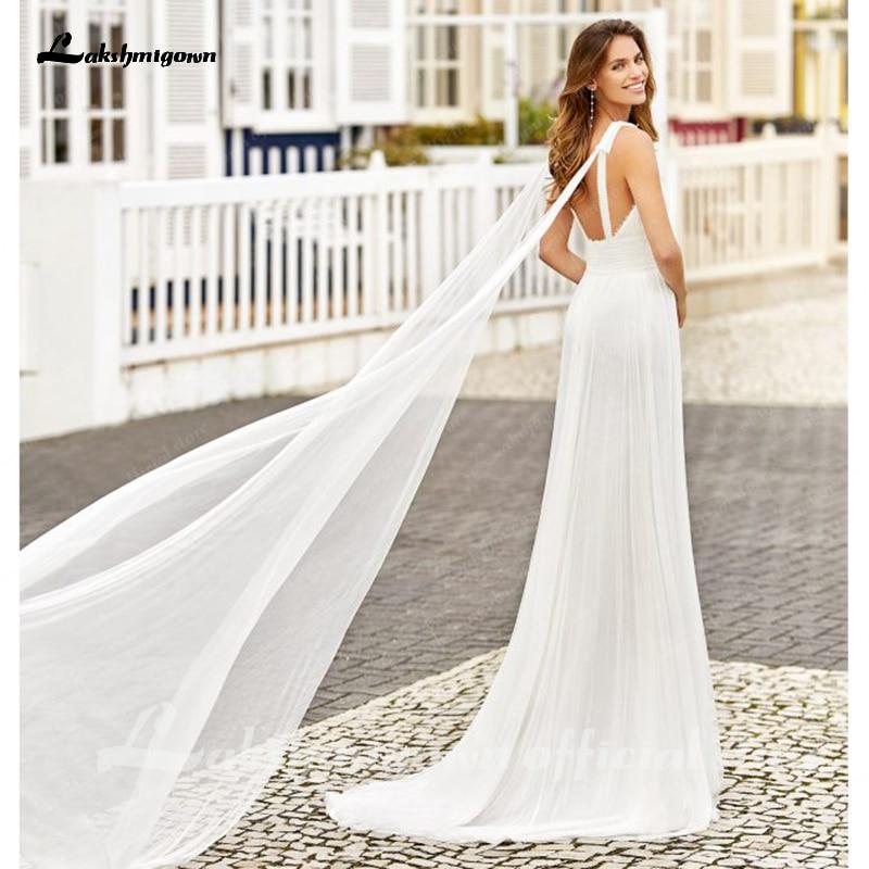 Vestidos de novia sencillos NumberSea, corte A, escote en V sexy, apliques