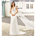 Vestidos de novia sencillos NumberSea, corte A, escote en V sexy, apliques