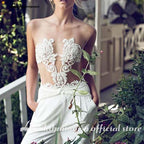 Vestidos de novia NumberSea, mono con falda extraíble y apliques de encaje