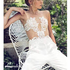 Vestidos de novia NumberSea, mono con falda extraíble y apliques de encaje