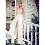 Vestidos de novia NumberSea, mono con falda extraíble y apliques de encaje