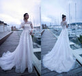 Vestidos de novia NumberSea con apliques de encaje y manga larga con cuello redondo