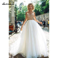 NumberSea Brautkleider Luxus Top Pailletten Rückenfrei