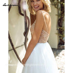 NumberSea Brautkleider Luxus Top Pailletten Rückenfrei