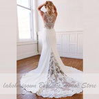 NumberSea Vintage Spitze Meerjungfrau Brautkleid Elegant Chiffon Lang