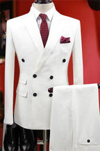 Trajes de boda blancos de dos piezas con doble botonadura de NumberSea para hombre