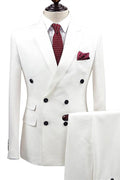Trajes de boda blancos de dos piezas con doble botonadura de NumberSea para hombre