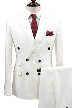 Trajes de boda blancos de dos piezas con doble botonadura de NumberSea para hombre