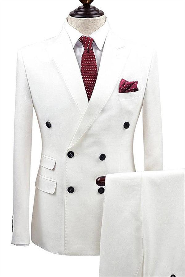 Trajes de boda blancos de dos piezas con doble botonadura de NumberSea para hombre