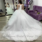 NumberSea Weißes Brautballkleid Hochzeitskleid Vintage Spitzenapplikationen