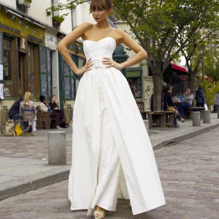 Monos blancos NumberSea para vestidos de novia sin tirantes de encaje y satén