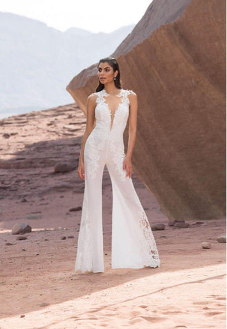NumberSea White Lace Jumpsuits Wedding Dresses women