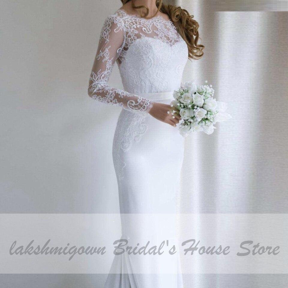 Vestido de novia de manga larga con encaje vintage y sirena blanca NumberSea