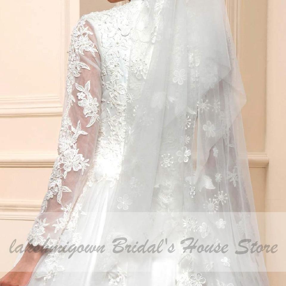 Vestido de novia musulmán blanco de NumberSea con mangas largas