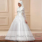 Vestido de novia musulmán blanco de NumberSea con mangas largas
