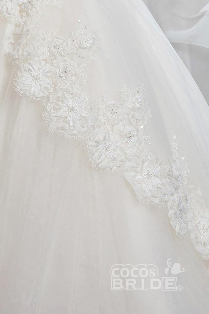 Numbersea White Off The Shoulder 1/2 Sleeves Ball Gown Flower Girls Dress
