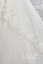 Numbersea White Off The Shoulder 1/2 Sleeves Ball Gown Flower Girls Dress