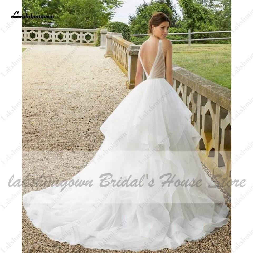 Vestido de novia de princesa blanca NumberSea con escote en V de lujo