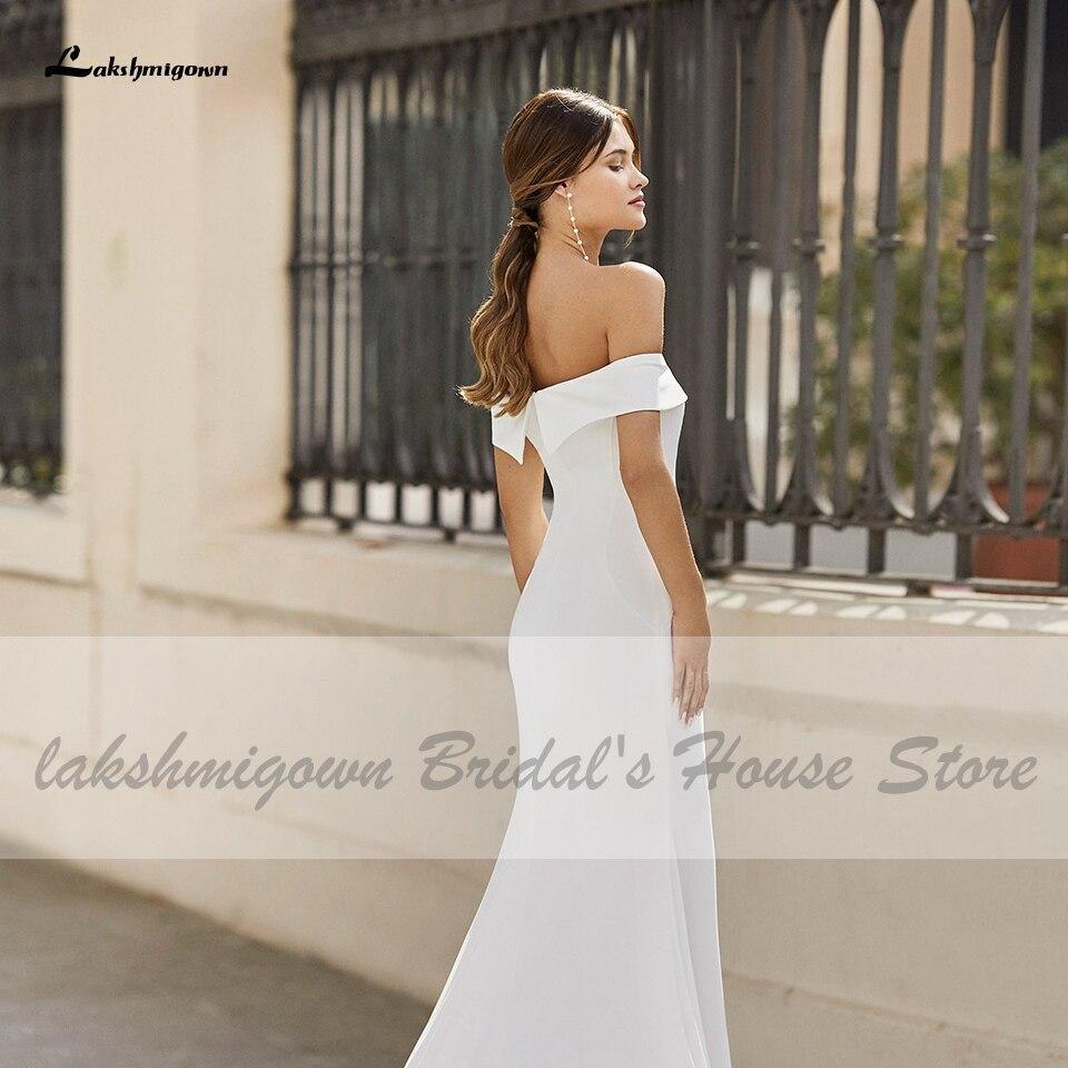 Vestido de novia sirena de satén blanco NumberSea con hombros descubiertos