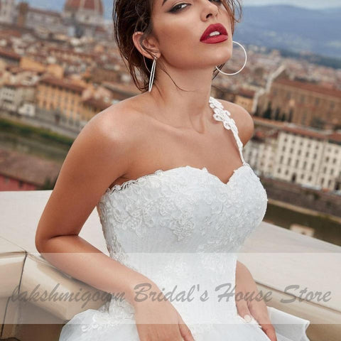 NumberSea White Tulle Bridal Gown Wedding Dress Lace Up Back Vintage Plus Size Wedding Gowns Floor Length