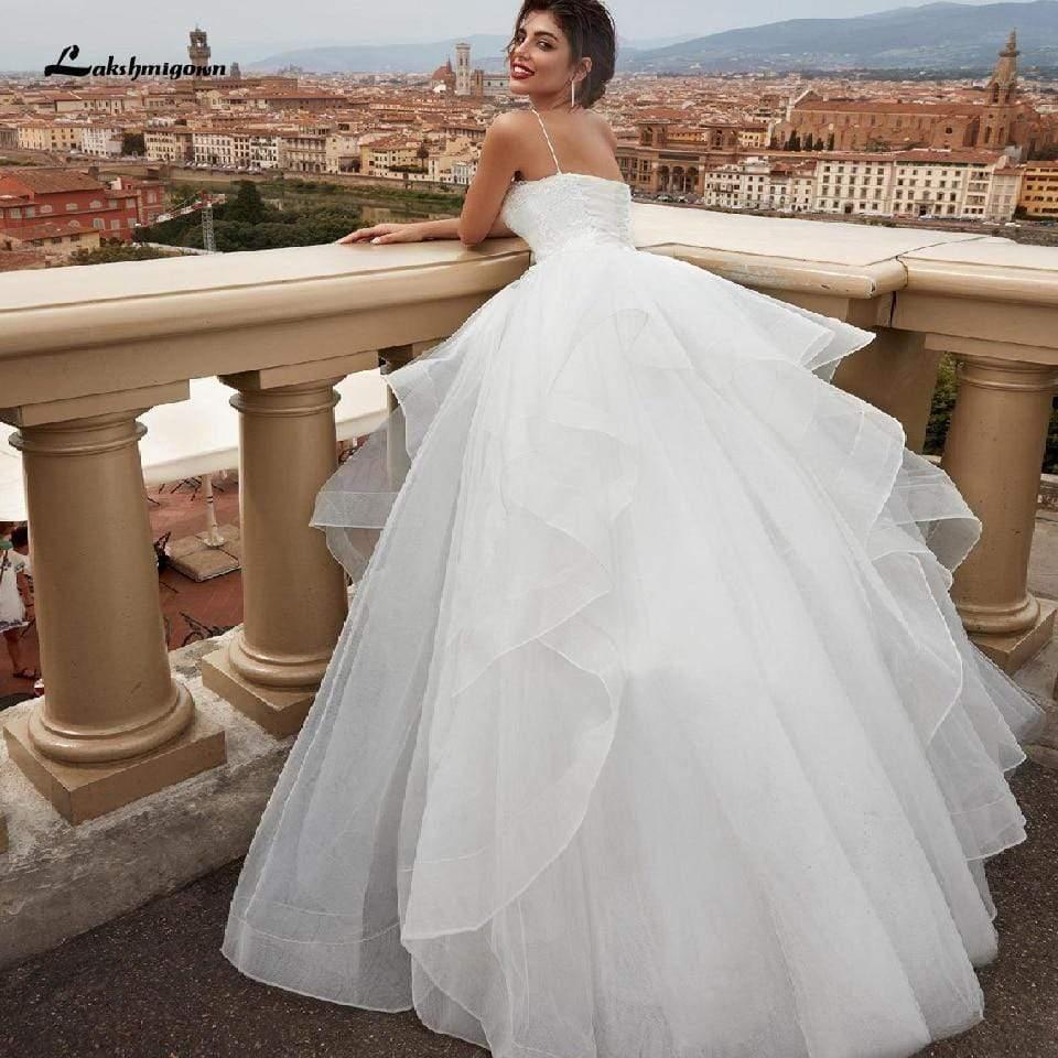 Vestido de novia de tul blanco NumberSea, con cordones en la espalda, estilo vintage, tallas grandes, largo hasta el suelo
