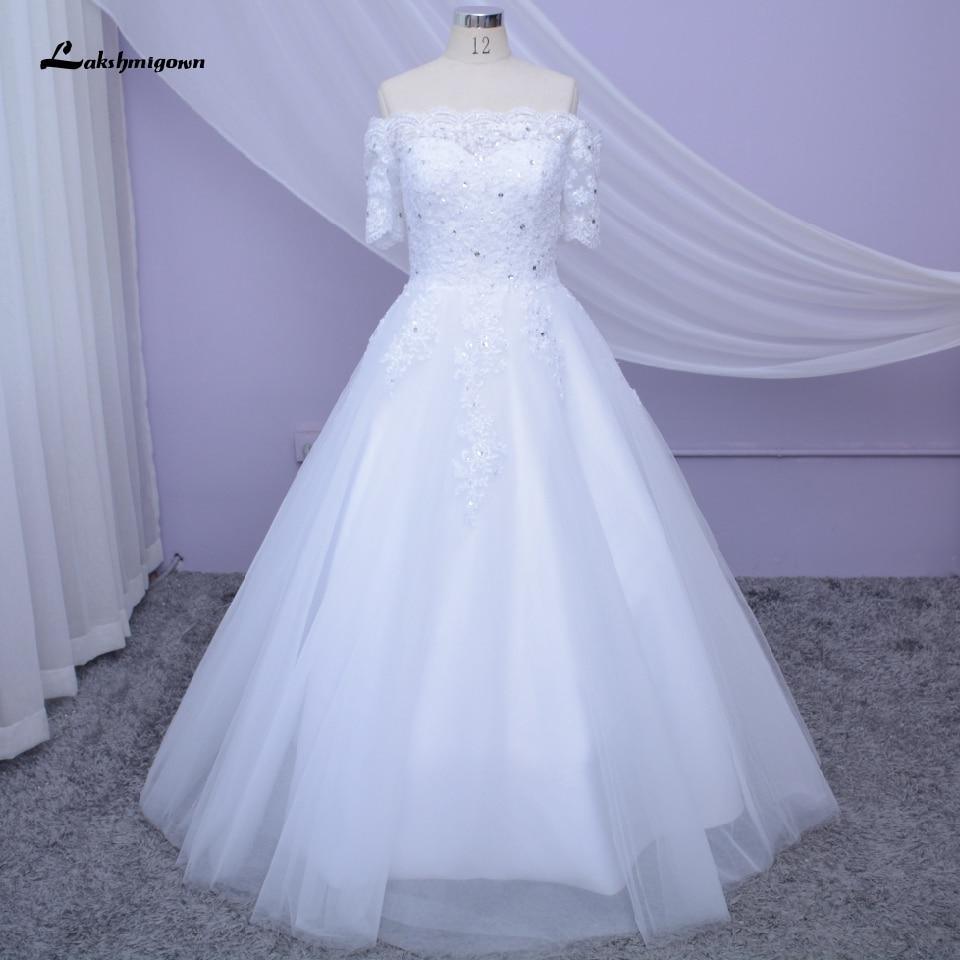 NumberSea Weißes Hochzeitskleid Übergröße mit Spitzenapplikationen