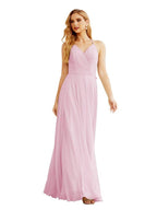 NumberSea - Women's Halter Chiffon Bridesmaid Dresses Wedding Apparel Long Sleeveless Formal Prom Dress with Ruffled Back SEA28035