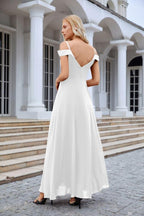 Women's thin strap off the shoulder bridesmaid mopping the floor evening dress 28093-numbersea