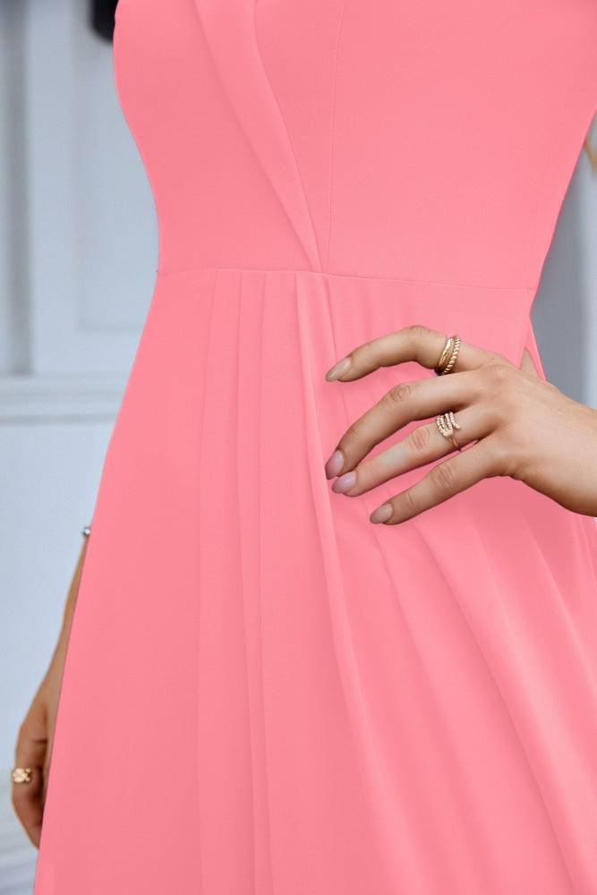 Women's thin strap off the shoulder bridesmaid mopping the floor evening dress 28093-numbersea