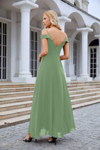 Women's thin strap off the shoulder bridesmaid mopping the floor evening dress 28093-numbersea