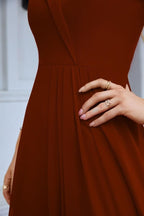 Women's thin strap off the shoulder bridesmaid mopping the floor evening dress 28093-numbersea