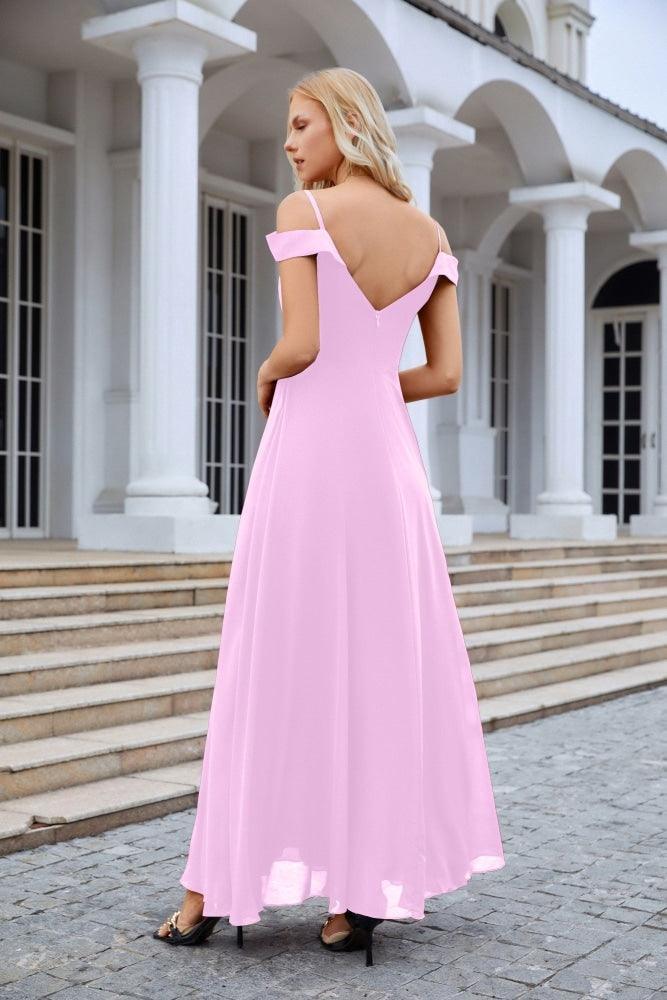 Women's thin strap off the shoulder bridesmaid mopping the floor evening dress 28093-numbersea