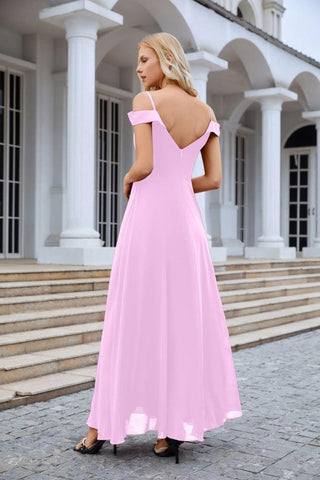 Women's thin strap off the shoulder bridesmaid mopping the floor evening dress 28093-numbersea