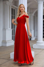Women's thin strap off the shoulder bridesmaid mopping the floor evening dress 28093-numbersea