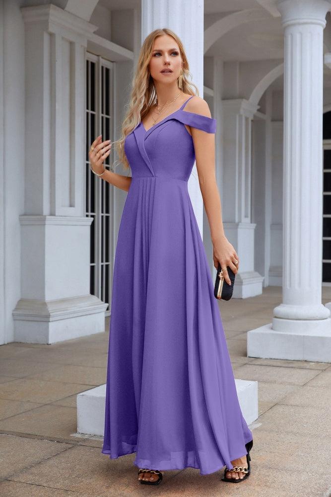Women's thin strap off the shoulder bridesmaid mopping the floor evening dress 28093-numbersea