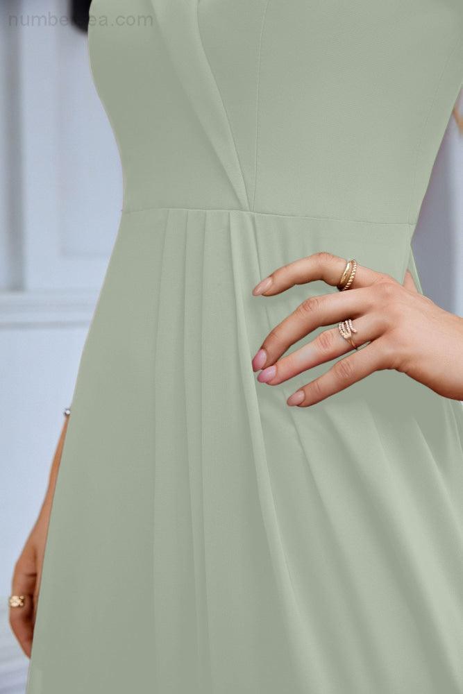 Women's thin strap off the shoulder bridesmaid mopping the floor evening dress 28093-numbersea