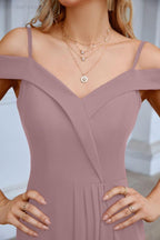 Women's thin strap off the shoulder bridesmaid mopping the floor evening dress 28093-numbersea