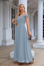 Women's thin strap off the shoulder bridesmaid mopping the floor evening dress 28093-numbersea