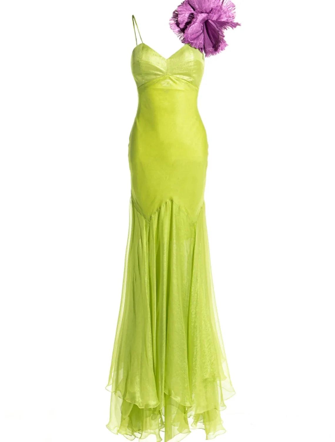 Vestido elegante para invitadas de boda, de corte tubo o columna, largo hasta el suelo, sin mangas, con tirantes finos, para dama de honor, de tul con pliegues y apliques.